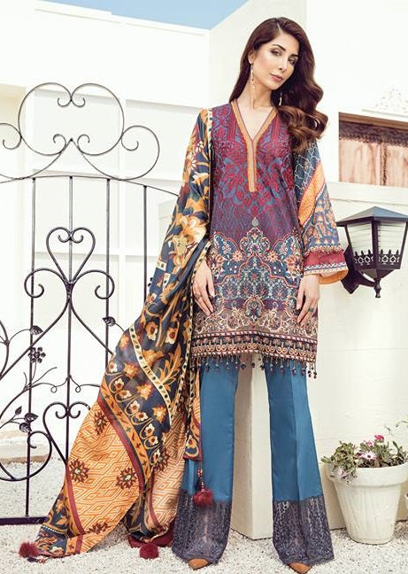 Baroque Premium Embroidered Lawn Unstitched 3 Piece Suit 05 HD Collection