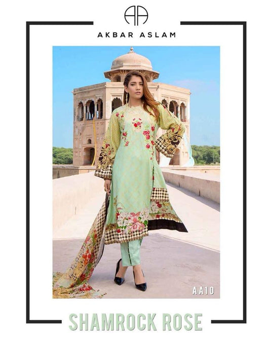 Mannat by Akbar Aslam Embroidered Linen Unstitched 3 Piece Suit - AA10