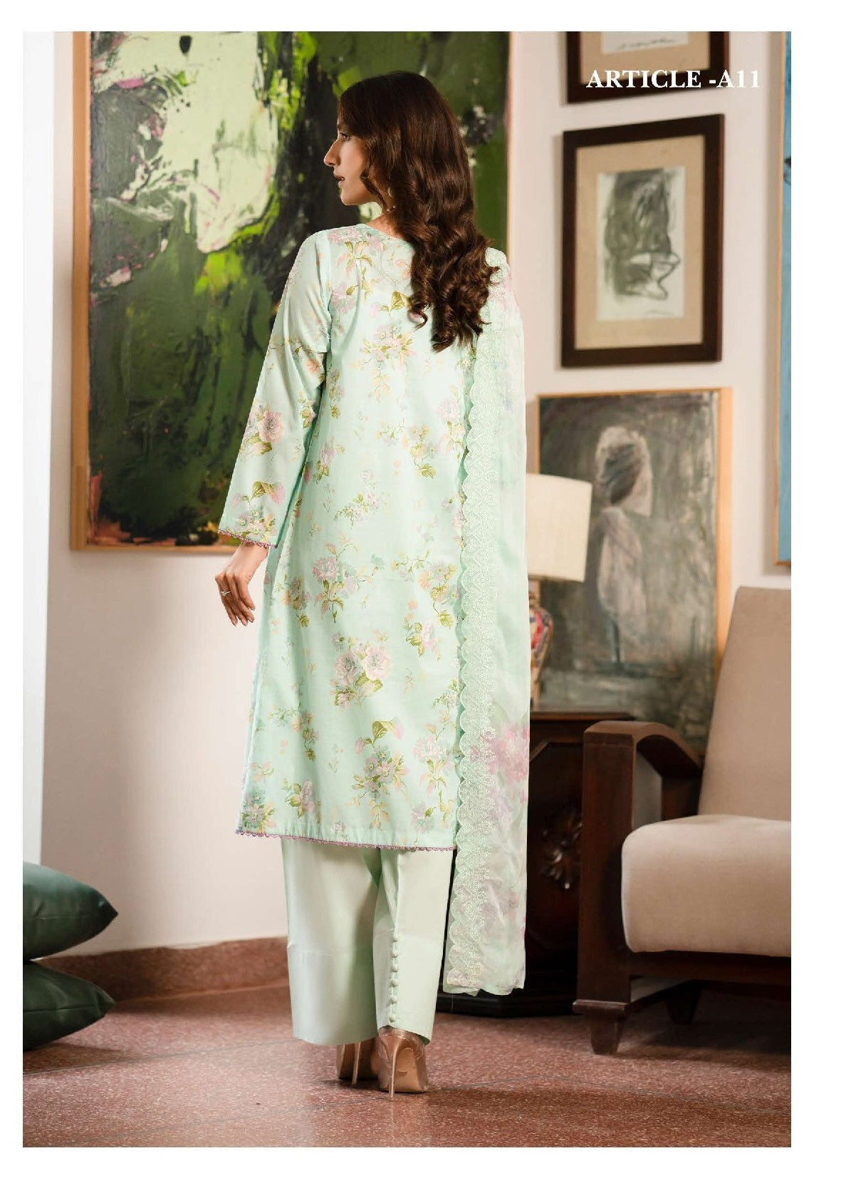 Mishaal by Gulljee Embroidered Lawn 3 piece Unstitched Dress - GJM11 - A11 - Summer Collection