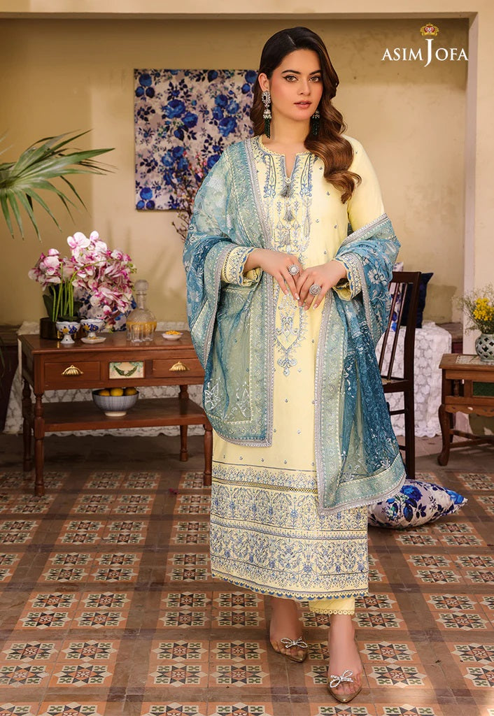 Zarq Barq By Asim Jofa Embroidered Suits Unstitched 3 Piece AJZB-17 - Eid Collection