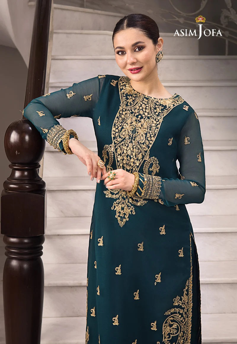 Asim Jofa Zari Sitara Embroidered Georgette Chiffon Unstitched 1 Piece Shirt - AJZS 19