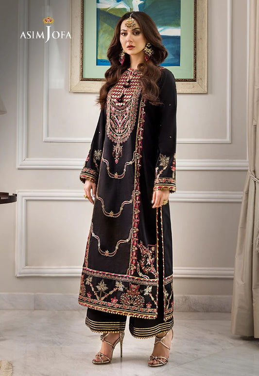 Asim Jofa Zari Sitara Embroidered Chanderi Cotton Unstitched 1 Piece Shirt - AJZS 25