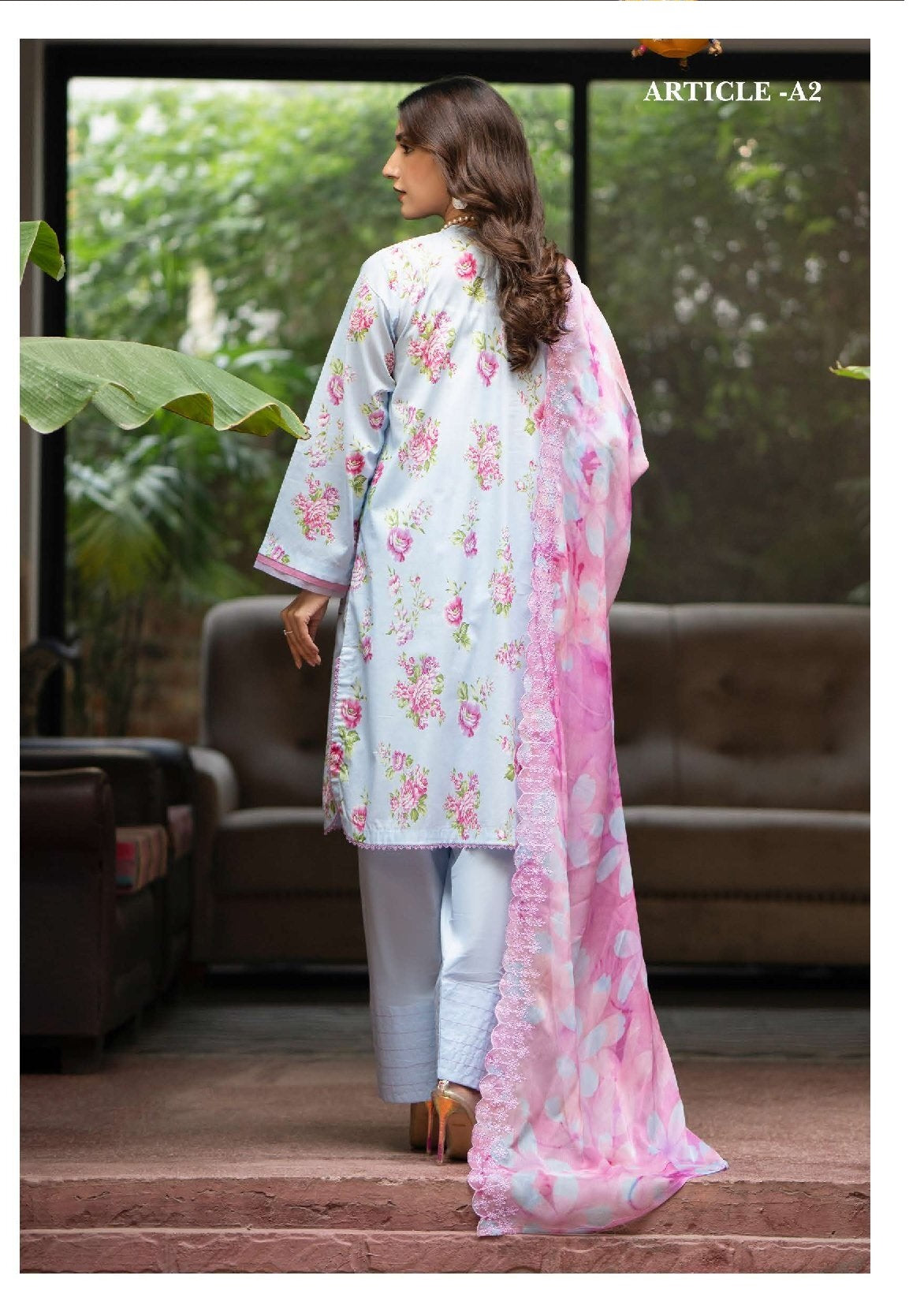 Mishaal by Gulljee Embroidered Lawn 3 piece Unstitched Dress - GJM11 - A02 - Summer Collection