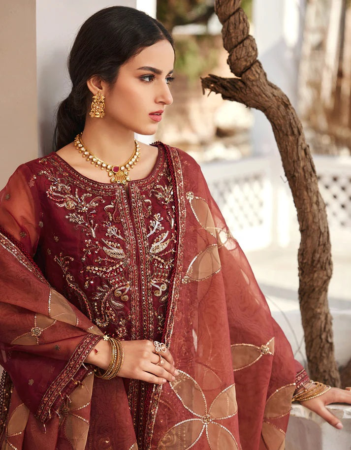 Nafasat By Emaan Adeel Embroidered Organza Suits Unstitched 3 Piece NF-209 - Luxury Collection