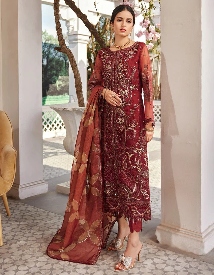 Nafasat By Emaan Adeel Embroidered Organza Suits Unstitched 3 Piece NF-209 - Luxury Collection