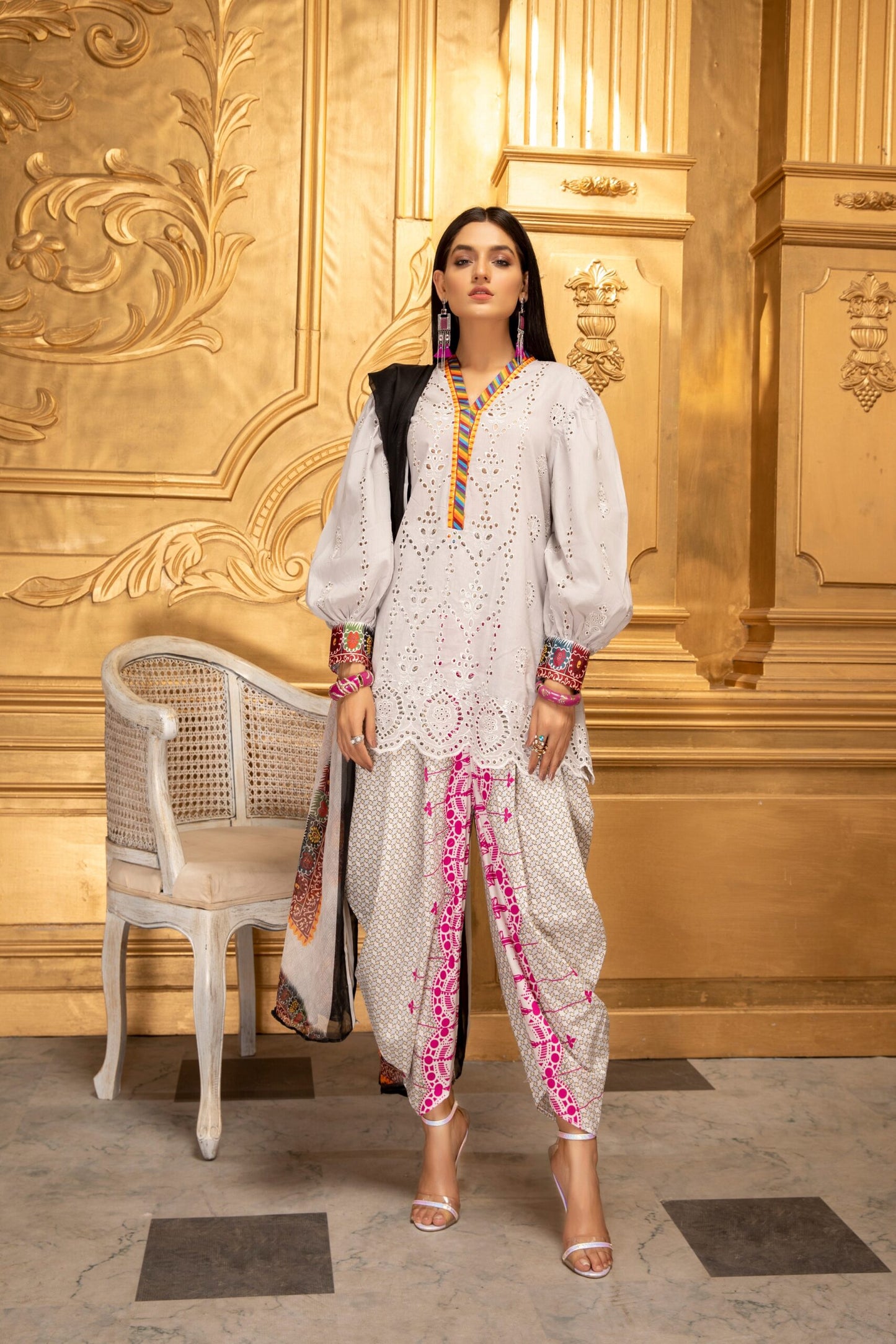 Kalyan Embroidered Chikankari Lawn Unstitched 3 Piece Suit - K5-4