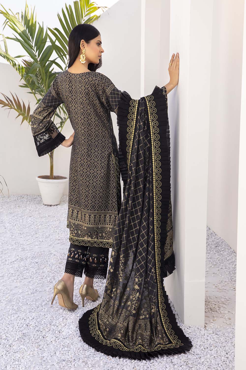 Azure Embroidered Cotton Jacquard Unstitched 3 Piece Suit - AJL-06 Oriental Night