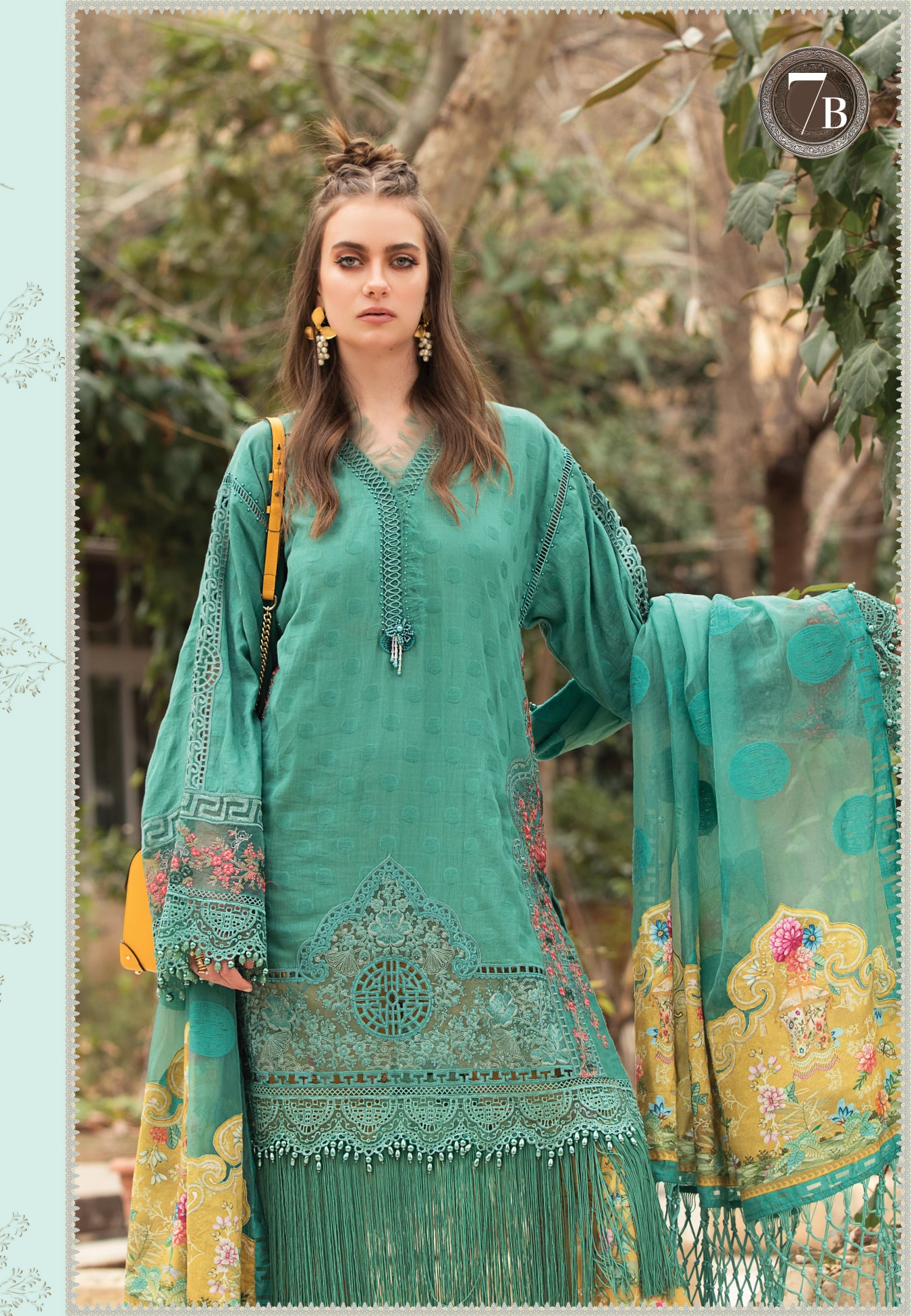 Maria B Embroidered Lawn Unstitched 3 Piece Suit - D 2107 B – HD Collection