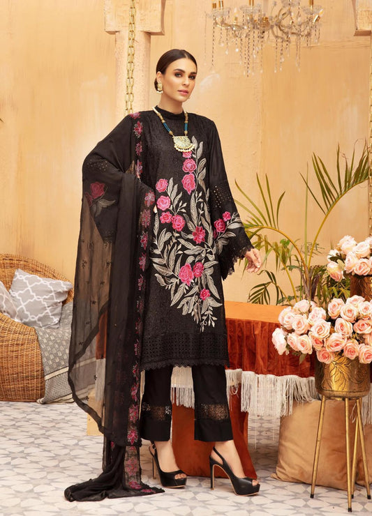 Nafasat Embroidered Chikankari Lawn Unstitched 3 Piece Suit - NK 18