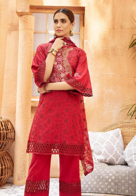 Nafasat Embroidered Chikankari Lawn Unstitched 3 Piece Suit - NK 25