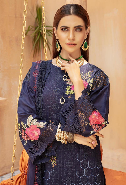 Nafasat Embroidered Chikankari Lawn Unstitched 3 Piece Suit - NK 32