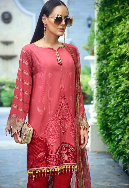 AUJ Festive Embroidered Lawn Unstitched 3 Piece Suit - D13